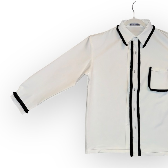 Unisex Button-down Shirt w/ Tassled Details - Picture 3 of 8